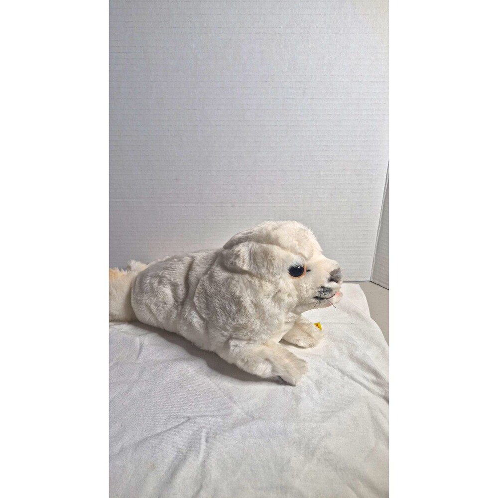 Steiff White Seal Plush Stuffed Animal w/ Yellow Ear Tag MPN 5374/35